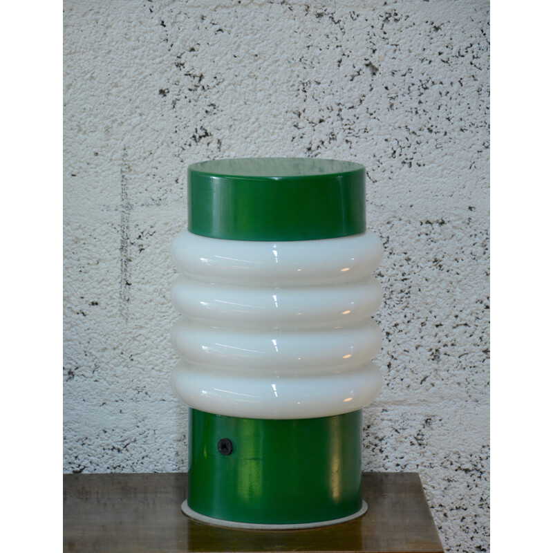 Lita table lamp in green lacquered metal and glass - 1960s