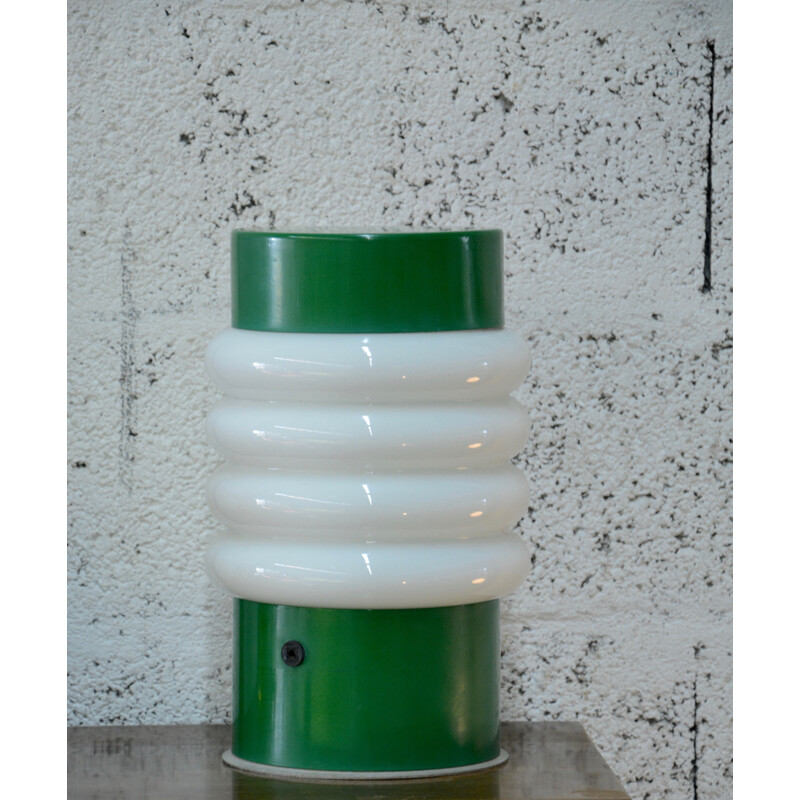 Lita table lamp in green lacquered metal and glass - 1960s