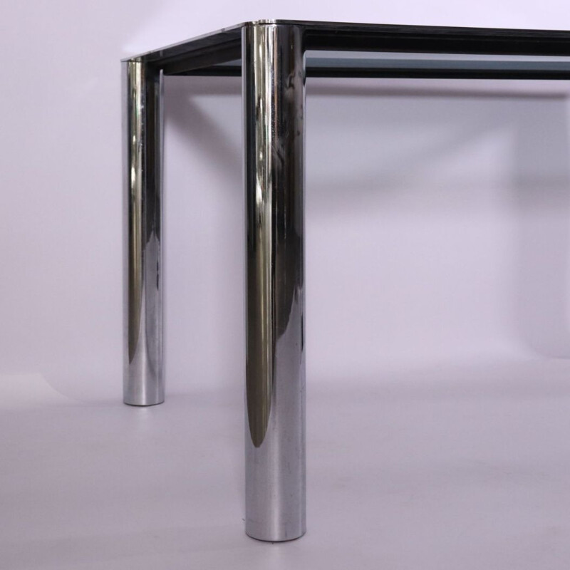 Vintage chromed metal and glass Cinova dining table by Sergio Mazza & Giuliana Gramigna, 1970s