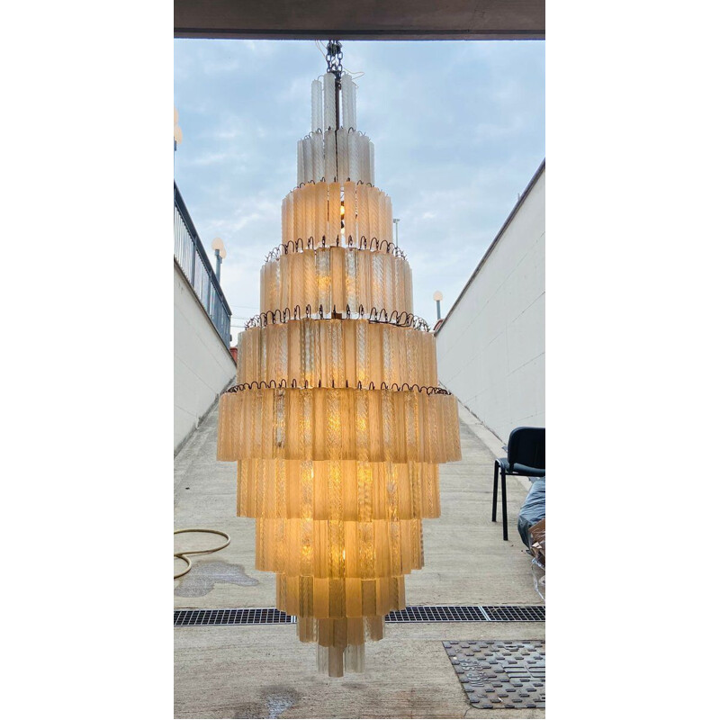 Mid-century Italian Murano glass tube chandelier