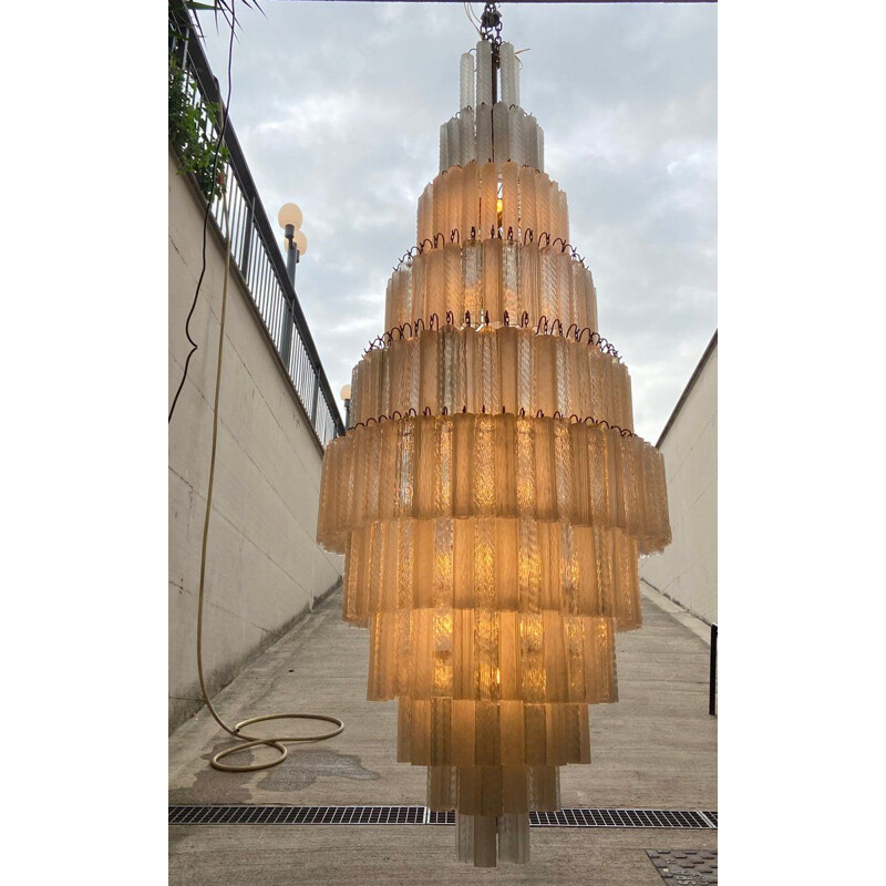 Mid-century Italian Murano glass tube chandelier