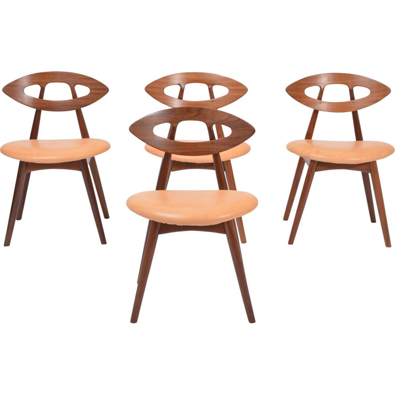 Set van 4 vintage Deense stoelen Oog van Ejvind A Johansson voor Ivan Gern Mobelfabrik