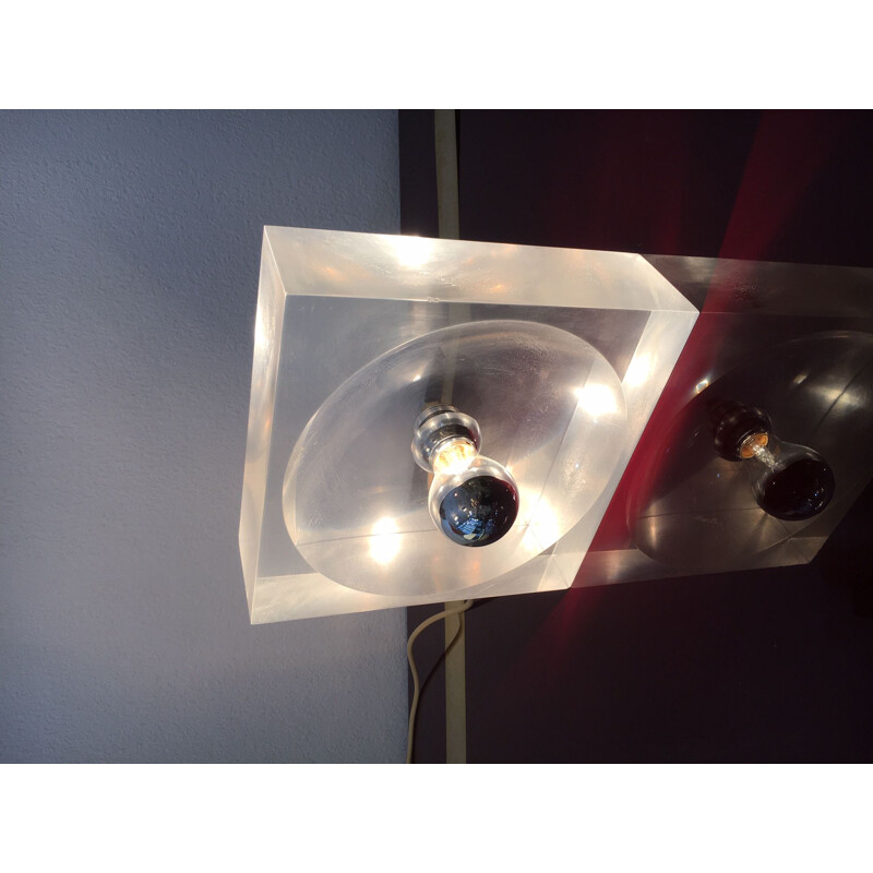 Vintage plexiglas table lamp by Michel Dumas