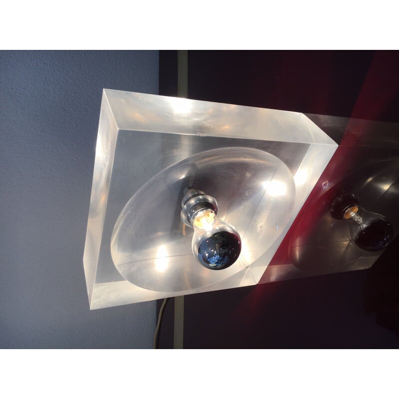 Vintage plexiglas table lamp by Michel Dumas