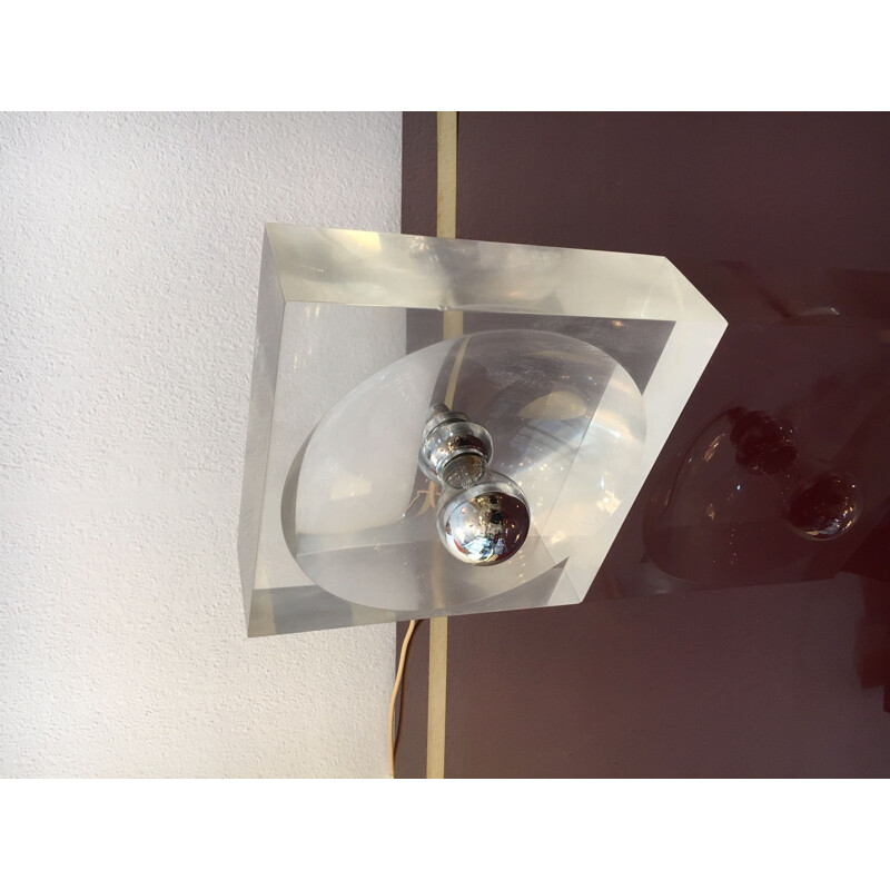 Lampe de table vintage en plexiglas par Michel Dumas