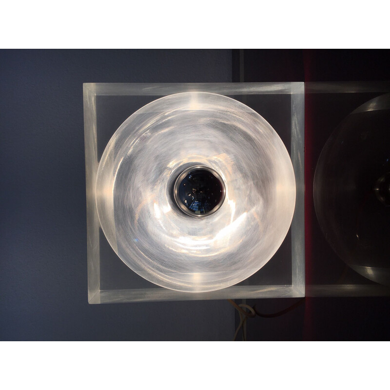Lampada da tavolo vintage in plexiglass di Michel Dumas