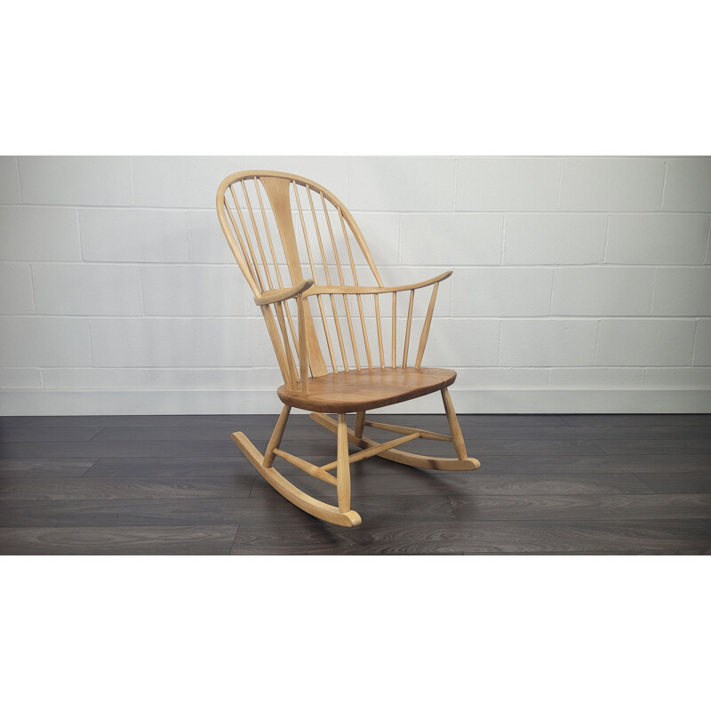 Vintage Ercol elmwood & beechwood rocking chair, 1960s