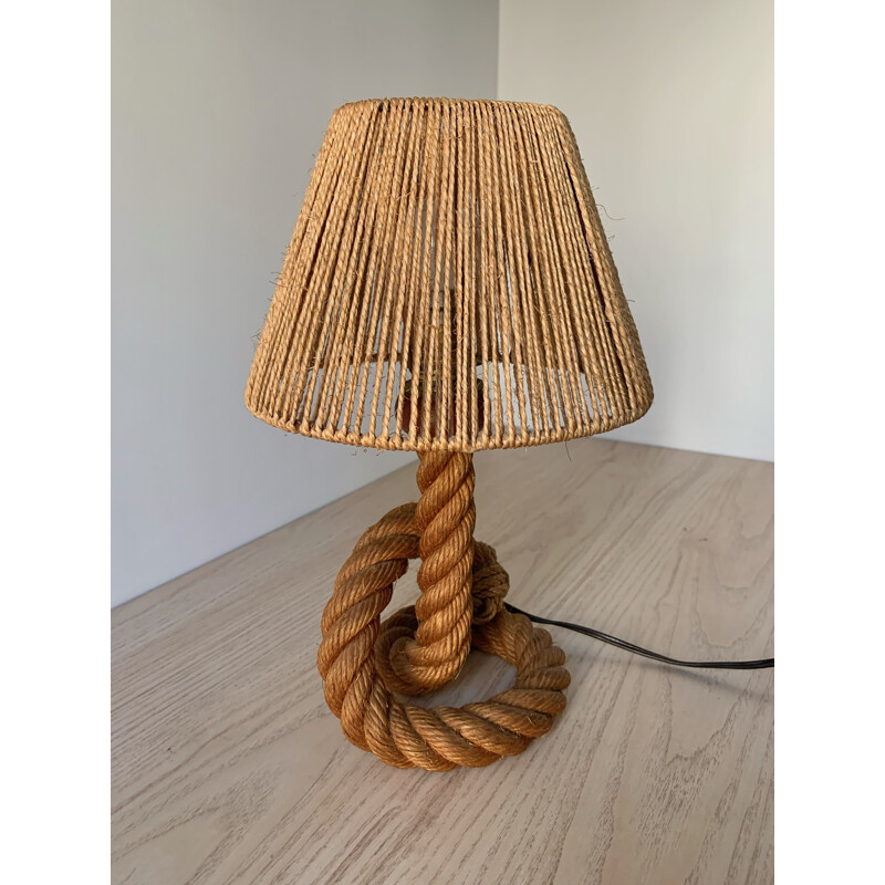 Vintage rope lamp by Audoux Minet, 1950