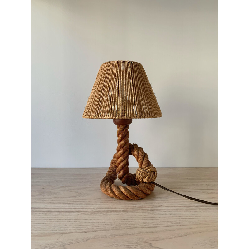 Lampe vintage en corde par Audoux Minet, 1950
