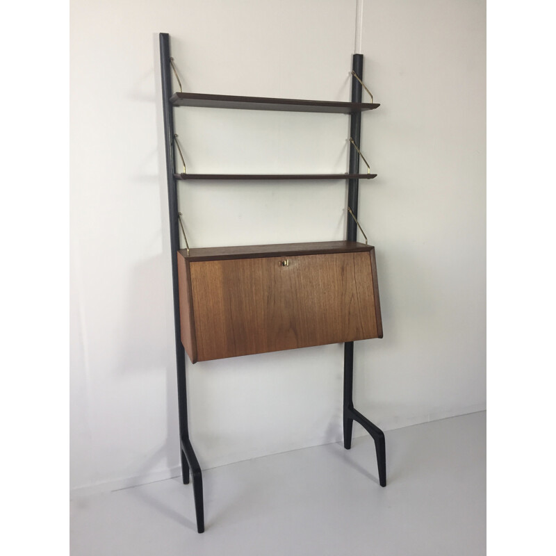 Wébé wall unit in teak, Louis VAN TEEFFELEN - 1950s