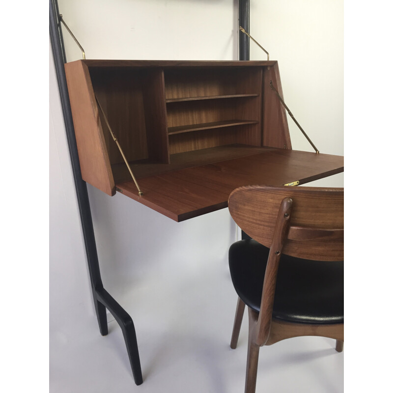 Wébé wall unit in teak, Louis VAN TEEFFELEN - 1950s