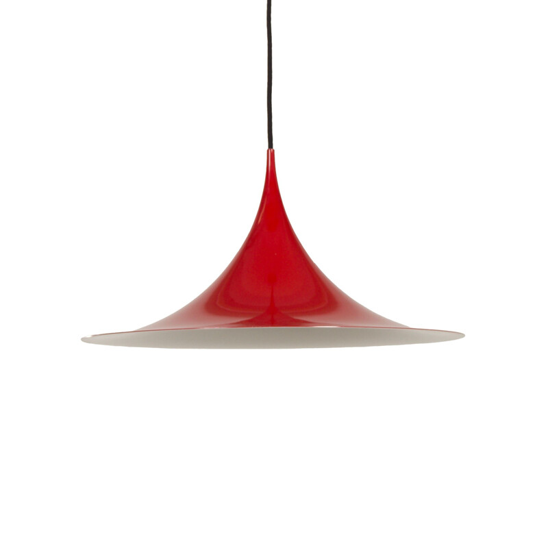 Vintage semi red hanging lamp by Bonderup and Thorup for Fog and Mørup, 1960