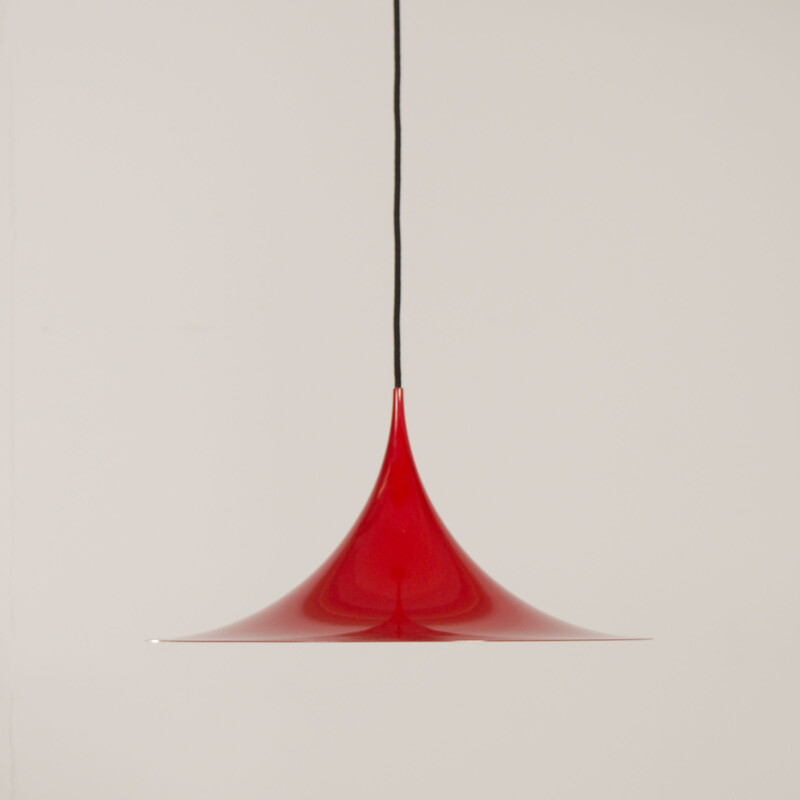Vintage semi red hanging lamp by Bonderup and Thorup for Fog and Mørup, 1960
