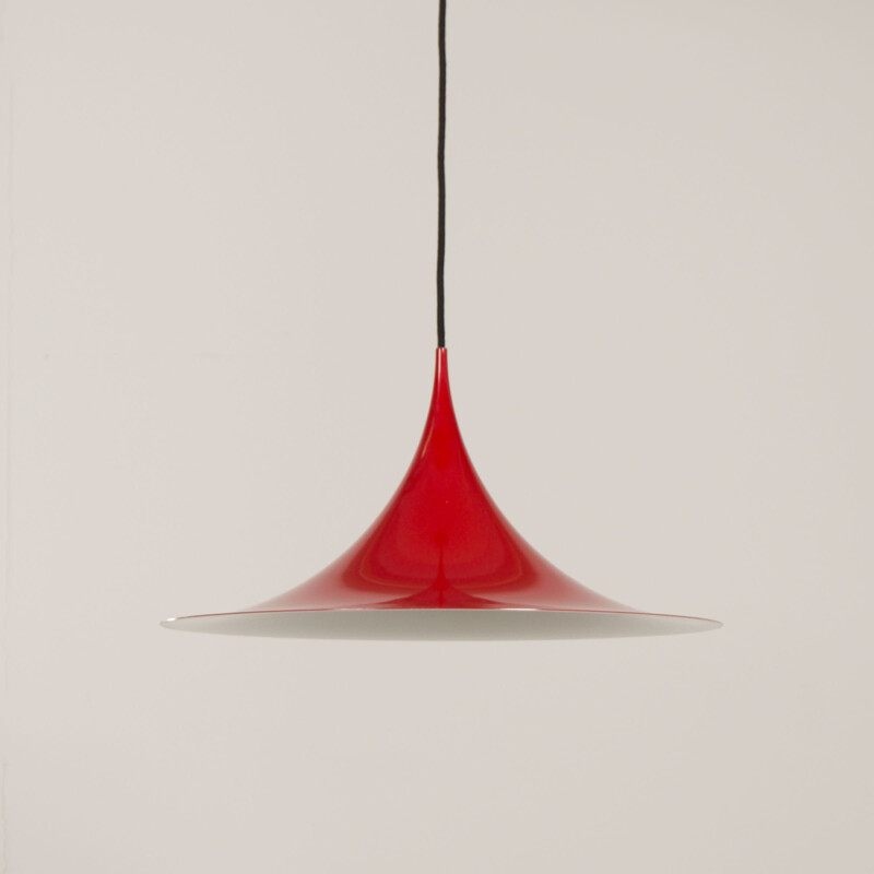 Vintage semi red hanging lamp by Bonderup and Thorup for Fog and Mørup, 1960