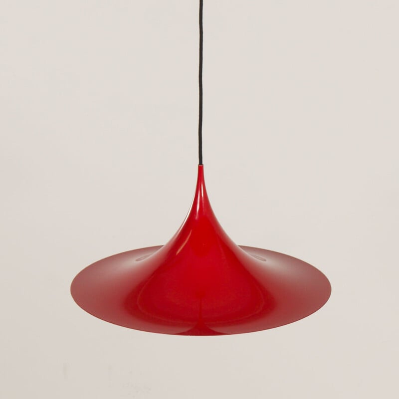Lampada a sospensione semi-rossa vintage di Bonderup e Thorup per Fog e Mørup, 1960