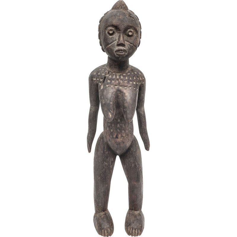 Vintage female Dogon wooden statue, 1950