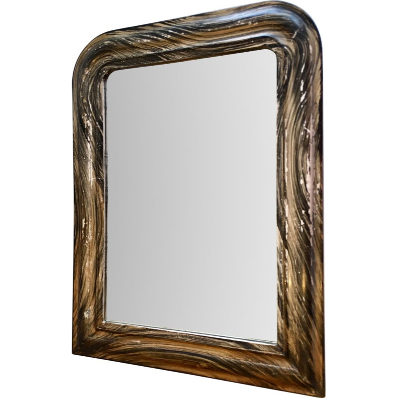 Miroir vintage en bois noirci, 1900