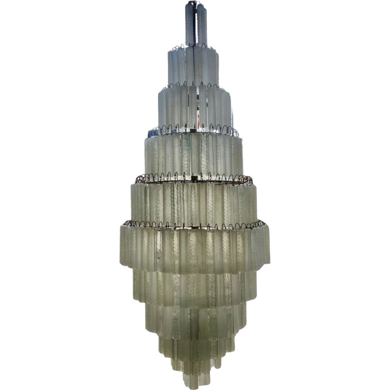 Mid-century Italian Murano glass tube chandelier