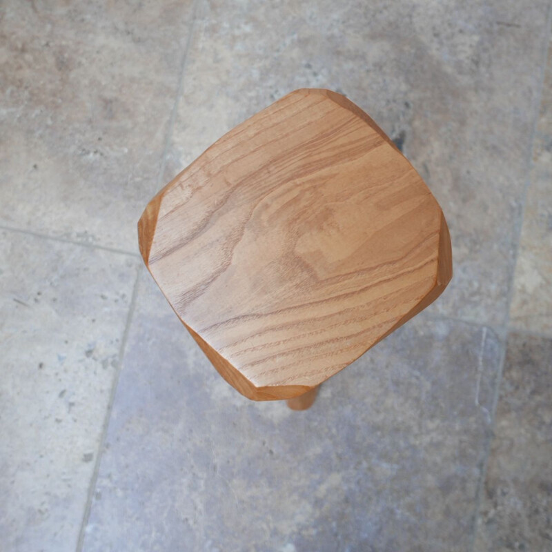 Mid-century pine stool, France 1970s