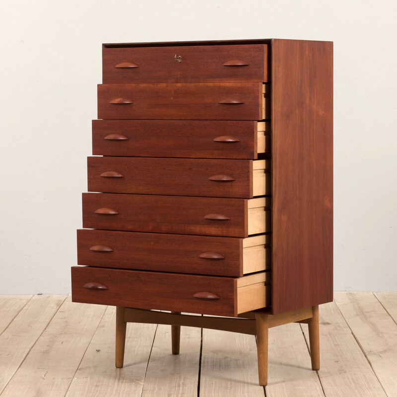Danish vintage teak chest of drawers by Johannes Sorth for Nexø Møbelfabrik, 1960s