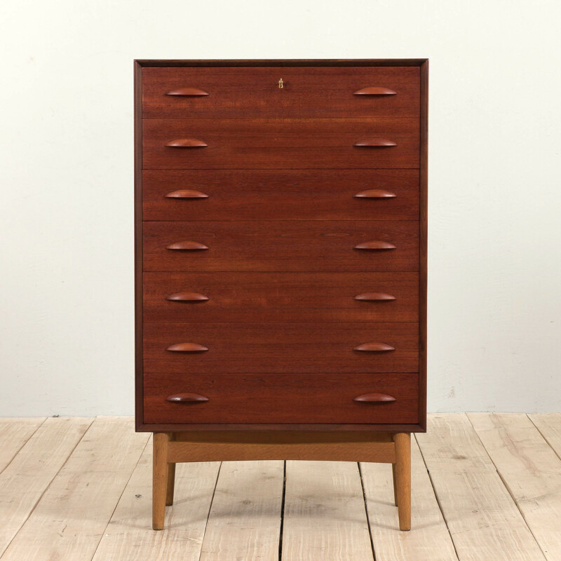 Danish vintage teak chest of drawers by Johannes Sorth for Nexø Møbelfabrik, 1960s