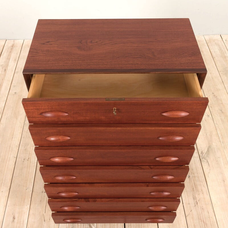 Danish vintage teak chest of drawers by Johannes Sorth for Nexø Møbelfabrik, 1960s