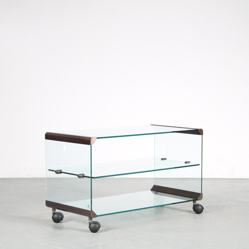 Vintage glass trolley by Gallotti & Radice, Italy 1970s