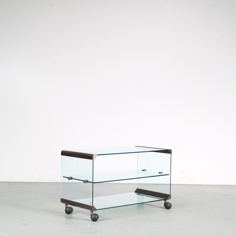 Vintage glass trolley by Gallotti & Radice, Italy 1970s