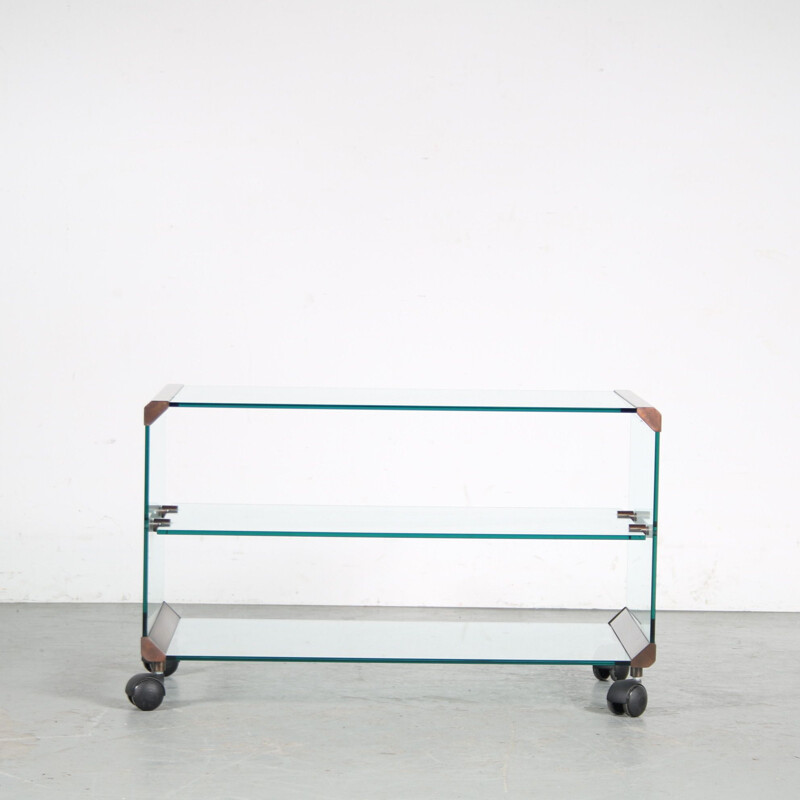 Chariot vintage en verre par Gallotti & Radice, Italie 1970