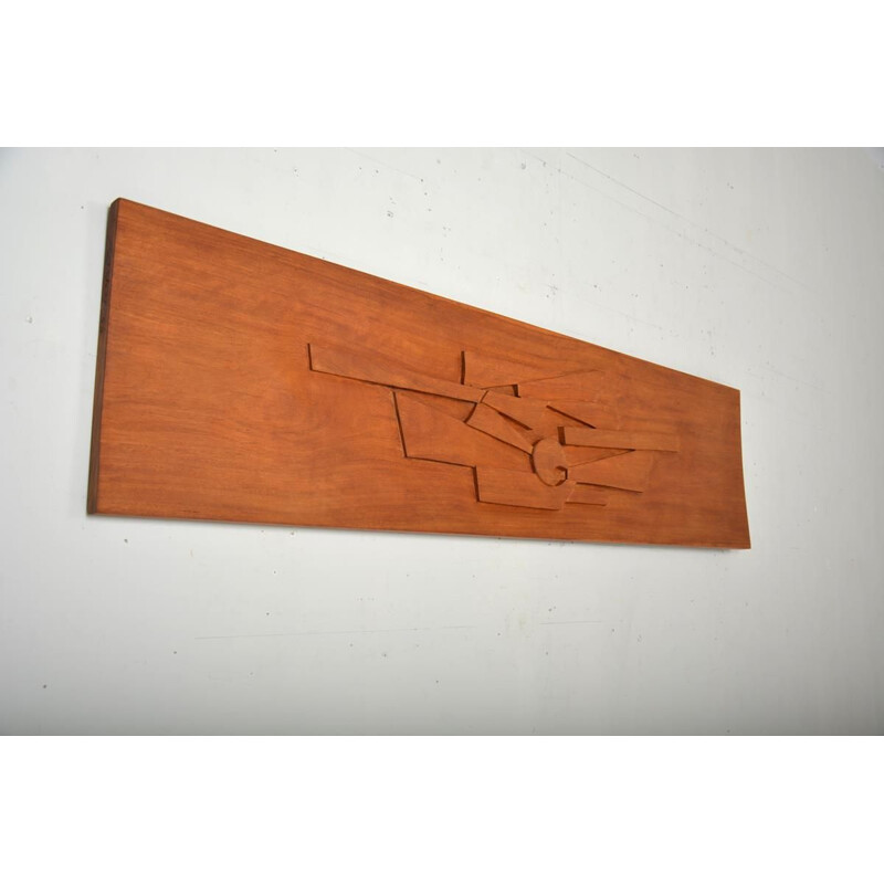 Solid mahogany vintage sculpture panel