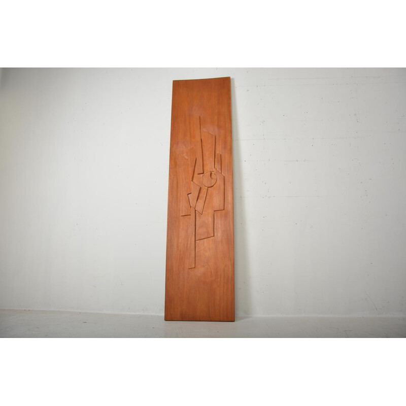 Solid mahogany vintage sculpture panel