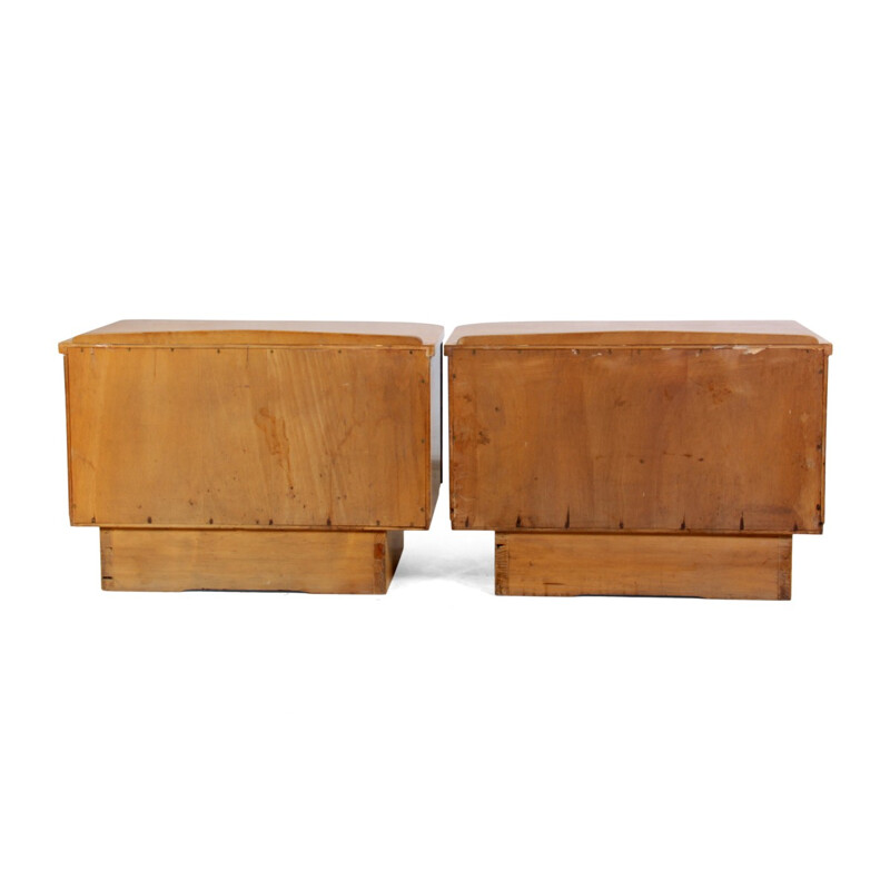 Pair of Scandinavian bedside cabinets in satin birch - 1930s