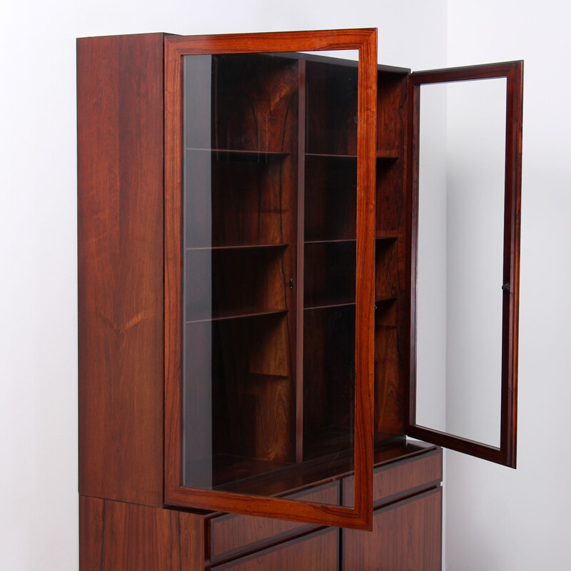 Vintage rosewood display cabinet by Omann Jun, Denmark 1960