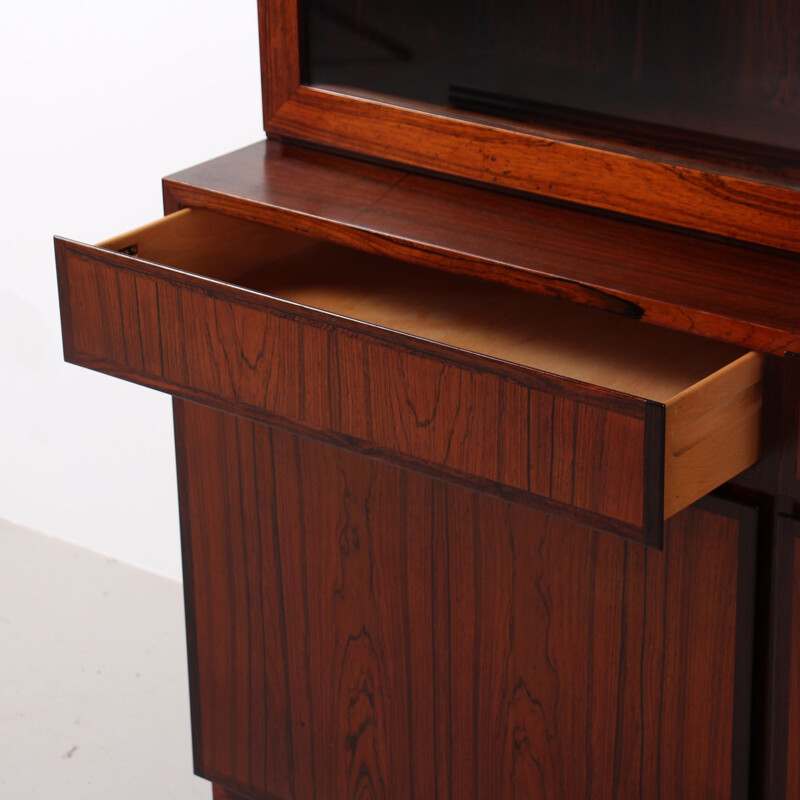 Vintage rosewood display cabinet by Omann Jun, Denmark 1960