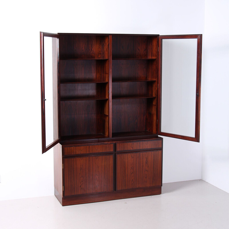 Vintage rosewood display cabinet by Omann Jun, Denmark 1960