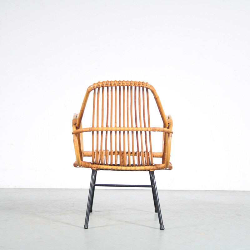 Vintage rattan armchair by Dirk van Sliedrecht for Gebroeders Jonkers, Netherlands 1950s