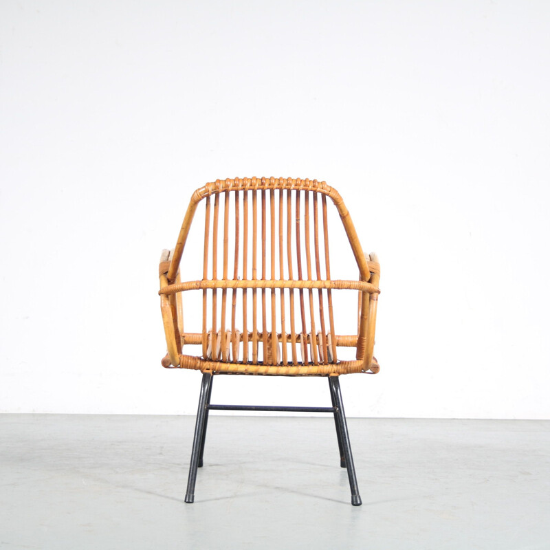 Vintage rotan fauteuil van Dirk van Sliedrecht voor Gebroeders Jonkers, Nederland 1950