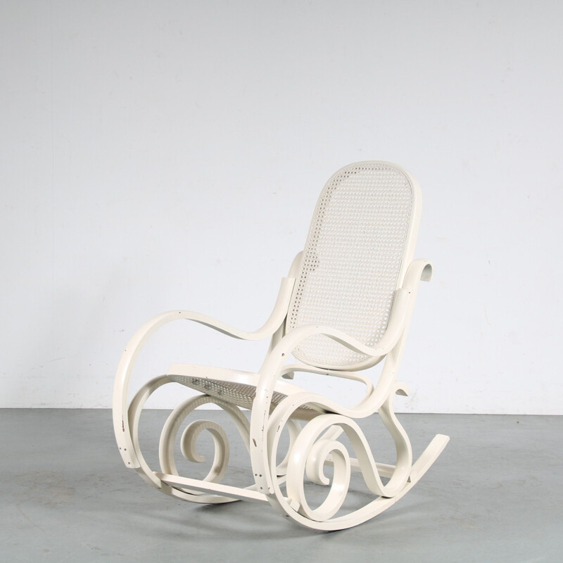 Vintage white rocking chair by Thonet, France 1970s