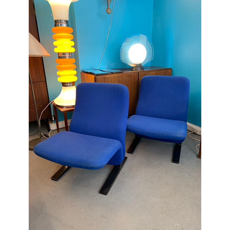 Concorde blue vintage armchair by Pierre Paulin