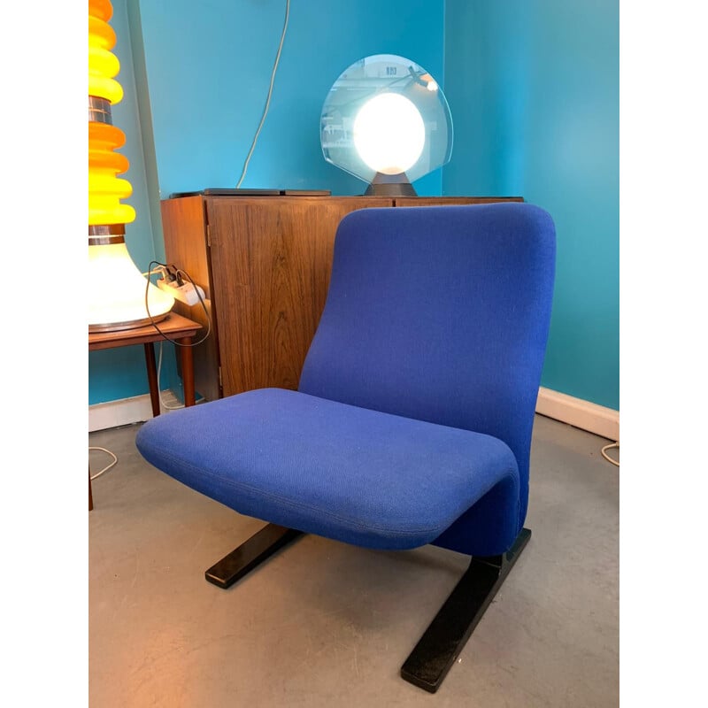 Concorde blue vintage armchair by Pierre Paulin