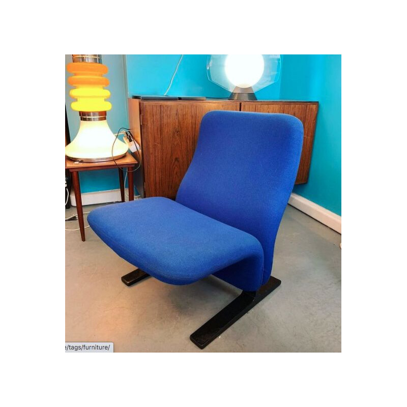 Concorde blue vintage armchair by Pierre Paulin