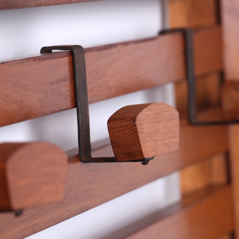 Vintage oakwood wall coat rack by Le Corbusier-Perriand, 1950