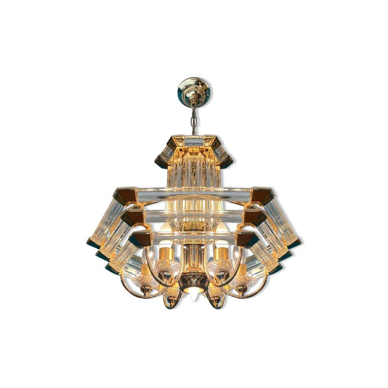 Vintage brass & glass chandelier by Bakalowitz & Soehne