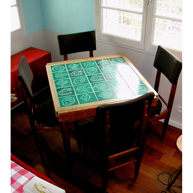 Ensemble de table haute et 4 chaises, Maurice PRE - 1950