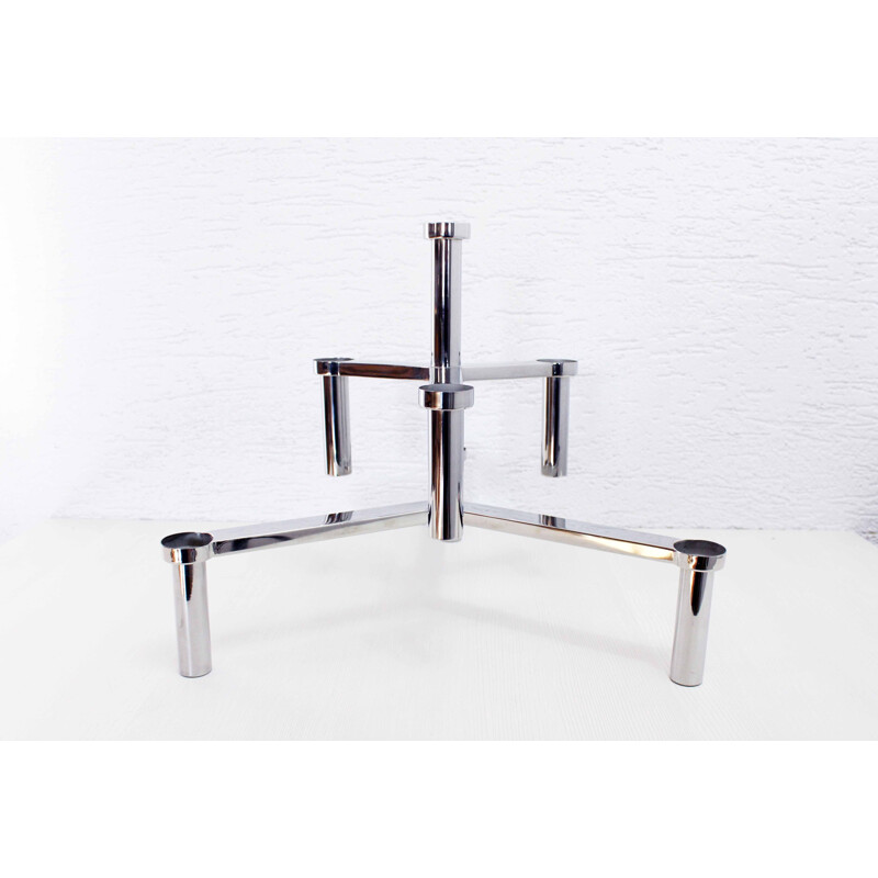 Candelabro modular vintage de metal cromado