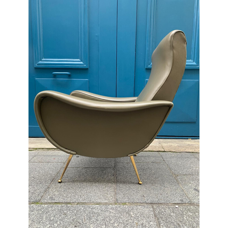 Paire de fauteuils vintage en similicuir de Gigi Radice