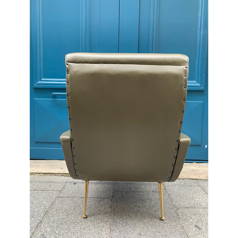 Pair of vintage leatherette armchairs by Gigi Radice