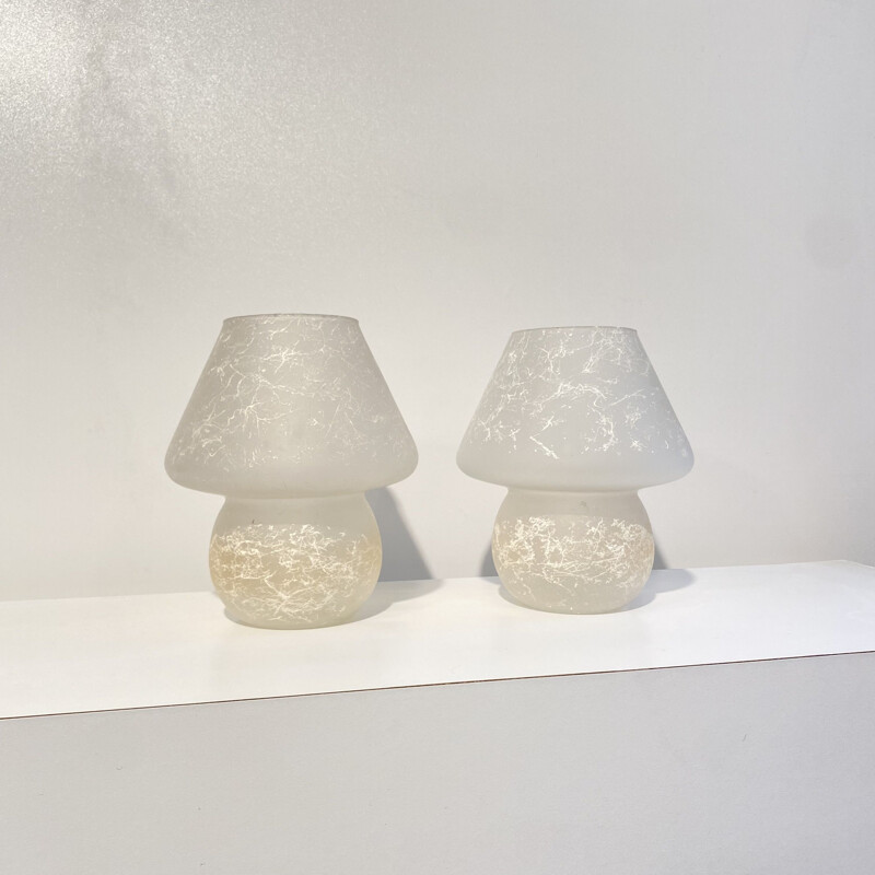 Paire de lampes champignons vintage en verre de Murano, 1960