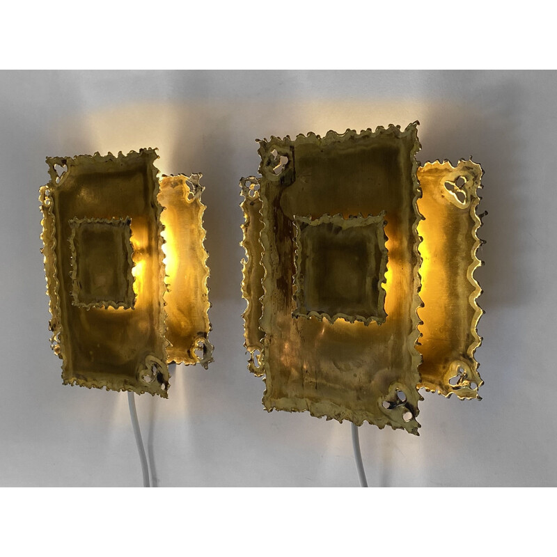 Pair of vintage "brutalist" wall lamps by Svend Aage Holm Sørensen, Denmark 1960s