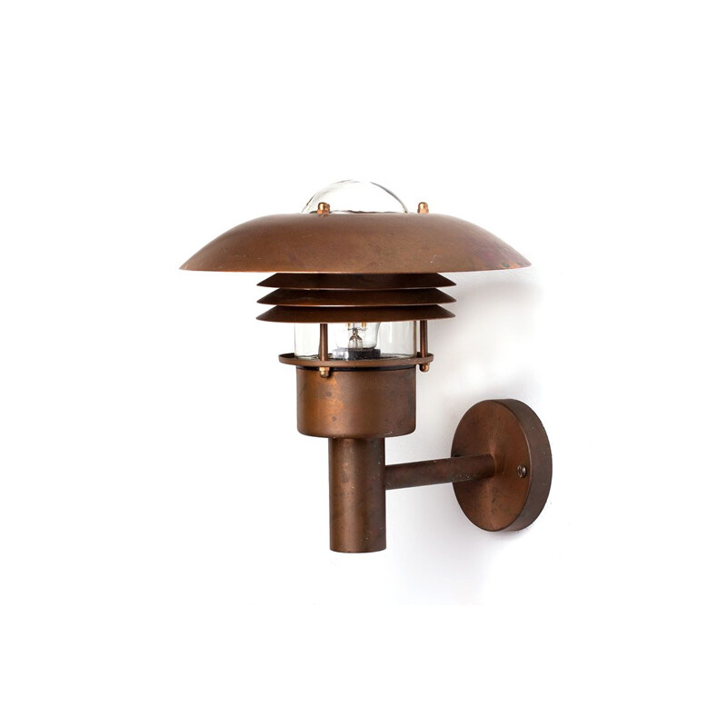 Vintage Danish copper exterior wall lamp, 1960s